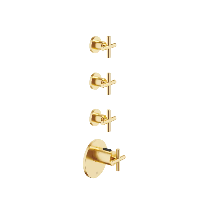 TARA xTOOL Modulo termostato con 3 rubinetti - Ottone spazzolato (Oro 23k) - Set contenente 4 articoli