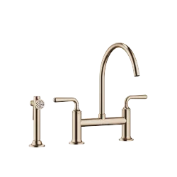 VAIA Two-hole bridge mixer with rinsing spray set - Brushed Champagne (22kt Gold) - Set containing 2 articles