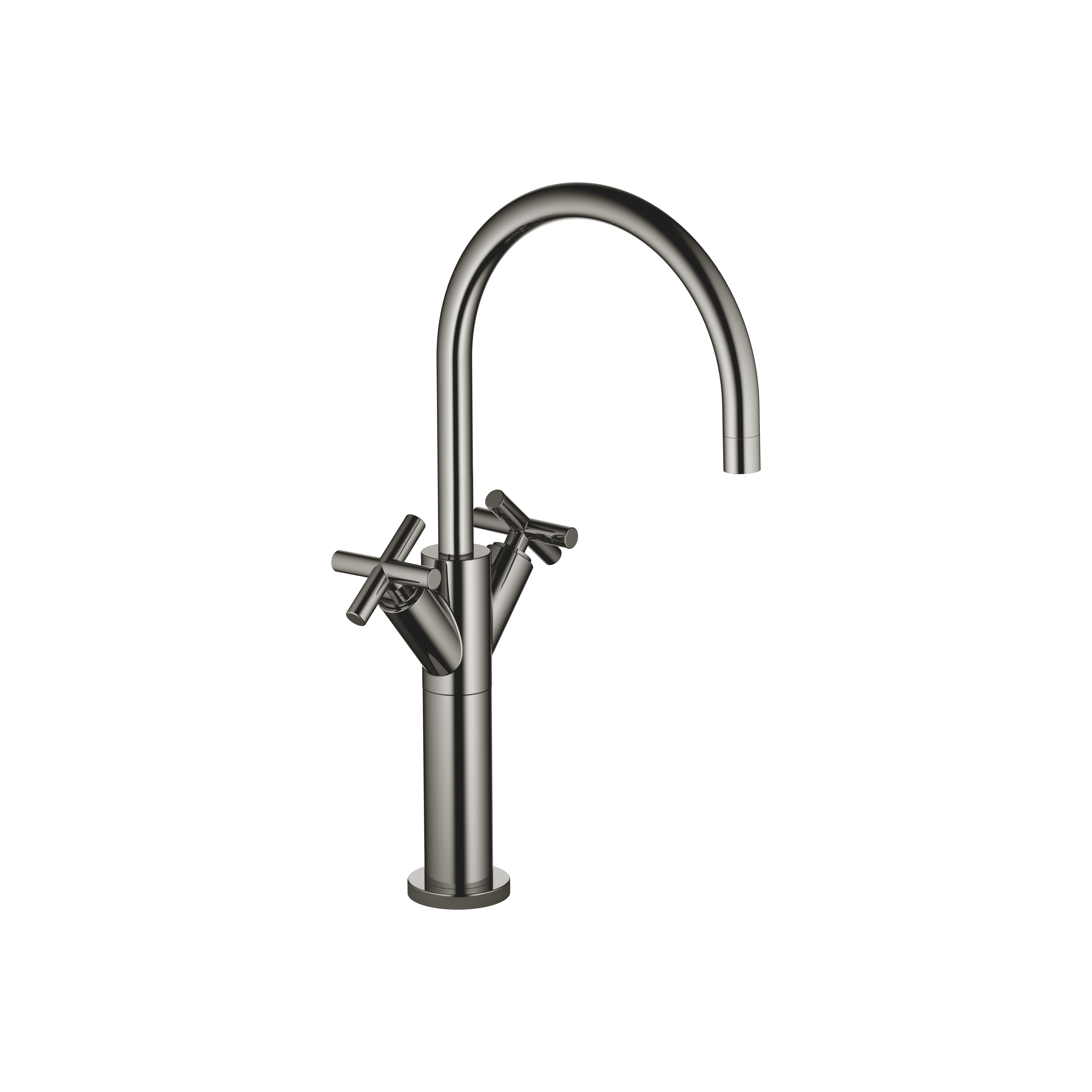 TARA Dark Chrome : Single-hole basin mixer with raised base without pop ...