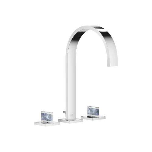 MEM Three-hole basin mixer with pop-up waste Nature Squared Pearl Shell Callisto Black - Chrome - Set containing 3 articles