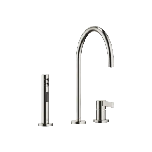 TARA ULTRA Two-hole mixer with individual rosettes with rinsing spray set - Brushed Platinum - Set containing 2 articles