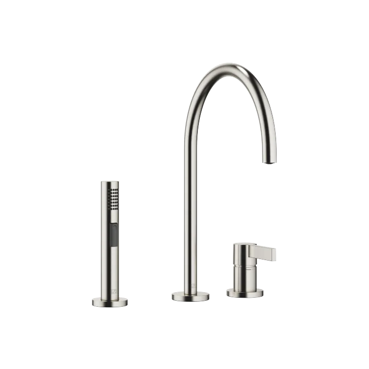 TARA ULTRA Two-hole mixer with individual rosettes with rinsing spray set - Brushed Platinum - Set containing 2 articles
