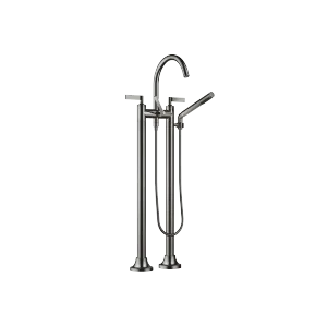 VAIA Two-hole bath mixer for free-standing assembly with hand shower set - Dark Chrome - 25 943 819-19