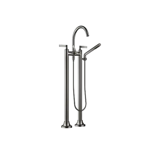 VAIA Two-hole bath mixer for free-standing assembly with hand shower set - Dark Chrome - 25 943 819-19
