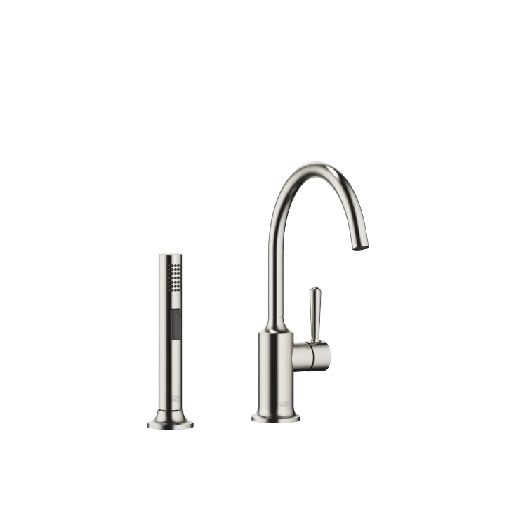 VAIA Miscelatore monocomando con gruppo doccetta lavello - Platinato spazzolato - Set contenente 2 articoli