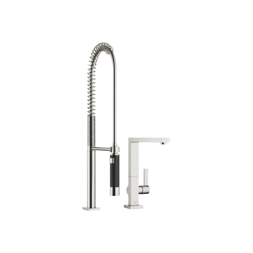 LOT Single-lever mixer with profi spray set - Brushed Platinum - Set containing 2 articles