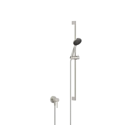 Mitigeur monocommande encastré avec raccord de douche intégré avec garniture de douche - Platine brossé - Set contenant 2 articles