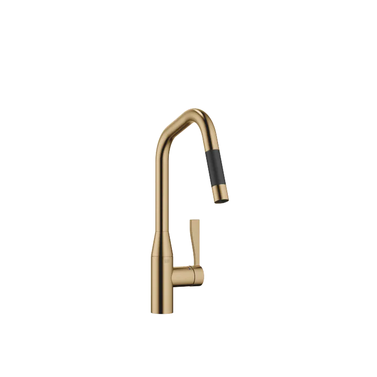 SYNC Single-lever mixer pull-down with spray function - Brushed Dark Brass - 33 875 895-39 0010