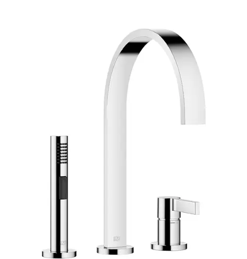 MEM Two-hole mixer with individual rosettes with rinsing spray set - Brushed Bronze (PVD) - Set containing 2 articles