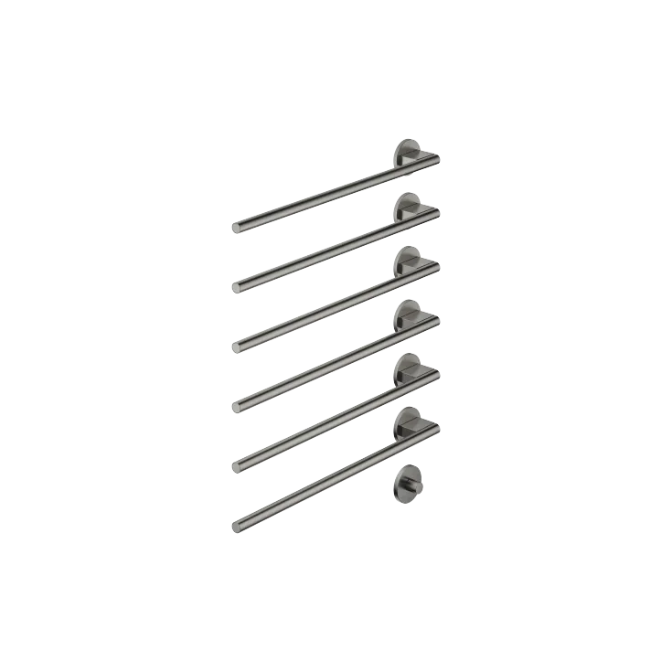 Handtuchwärmer , 6-fach , Ausladung links , mit Bedienelement - Dark Platinum gebürstet - Set aus 2 Artikeln