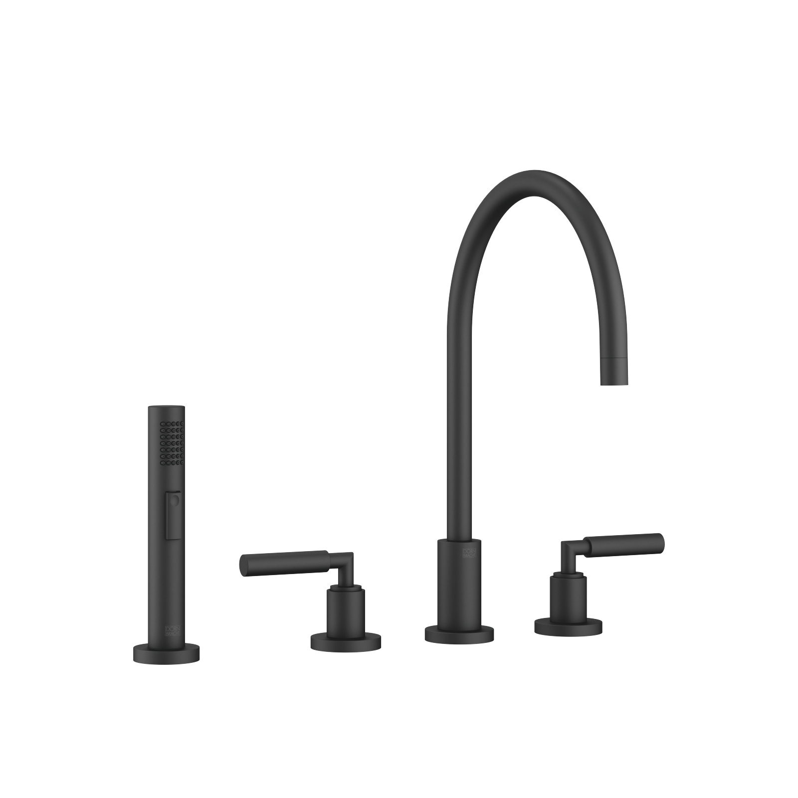 TARA Matte Black Kitchen faucets Threehole mixer with rinsing spray set