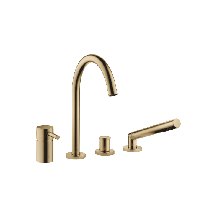 META Bath shower set for bath rim or tile edge installation - Brushed Dark Brass - 27 632 661-39