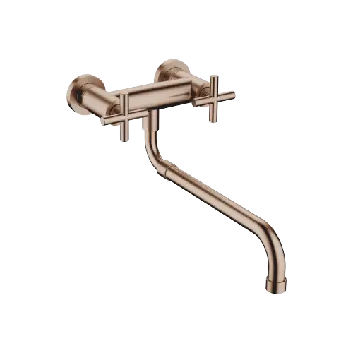 TARA Wand-Brückenbatterie mit herausziehbarem Auslauf - Bronze gebürstet (PVD) - 31 151 892-42