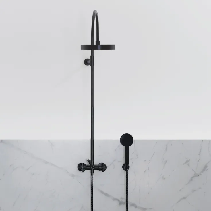 TARA Colonne de douche avec mélangeur de douche sans douchette FlowReduce 220 mm - Noir mat - 26 632 892-33