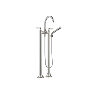 VAIA Two-hole bath mixer for free-standing assembly with hand shower set - Brushed Platinum - 25 943 819-06