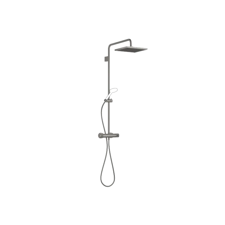Showerpipe with shower thermostat without hand shower - Brushed Dark Platinum - 34 459 980-99