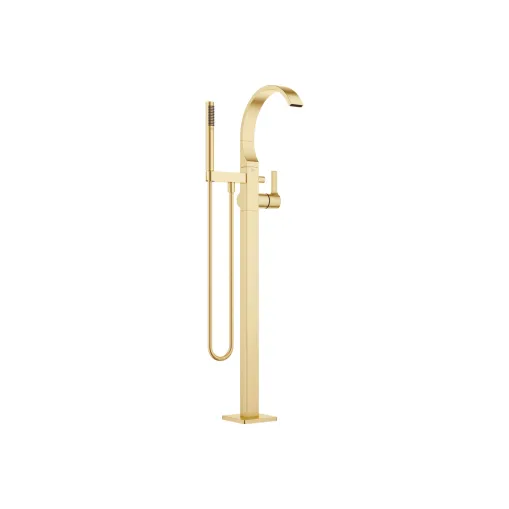 CYO Brushed Durabrass (23kt Gold) Tub faucets: Single-lever tub mixer with stand pipe for freestanding installation with hand shower set