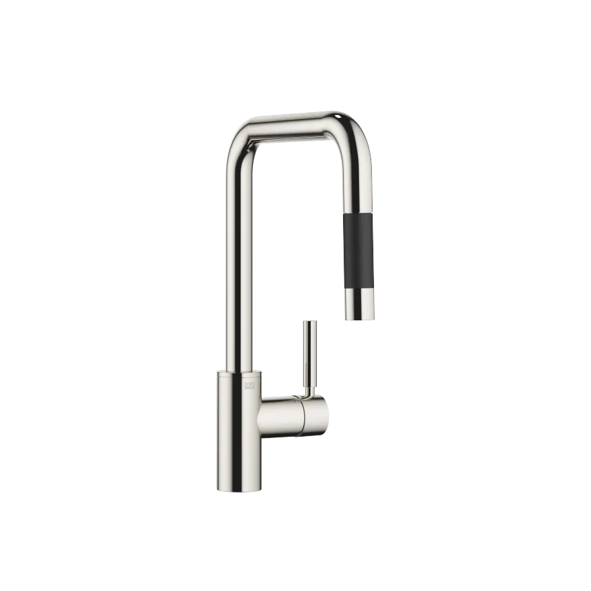 META SQUARE Single-lever mixer Pull-down with spray function - Platinum - 33 870 861-08 0010