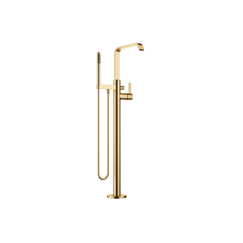 IMO Single-lever tub mixer with stand pipe for freestanding installation with hand shower set - Brushed Gold (PVD) - 25 863 671-37