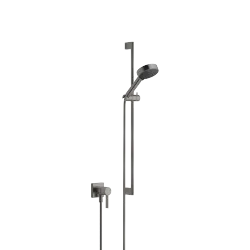 Concealed single-lever mixer with integrated shower connection with shower set - Brushed Dark Platinum - Set containing 2 articles