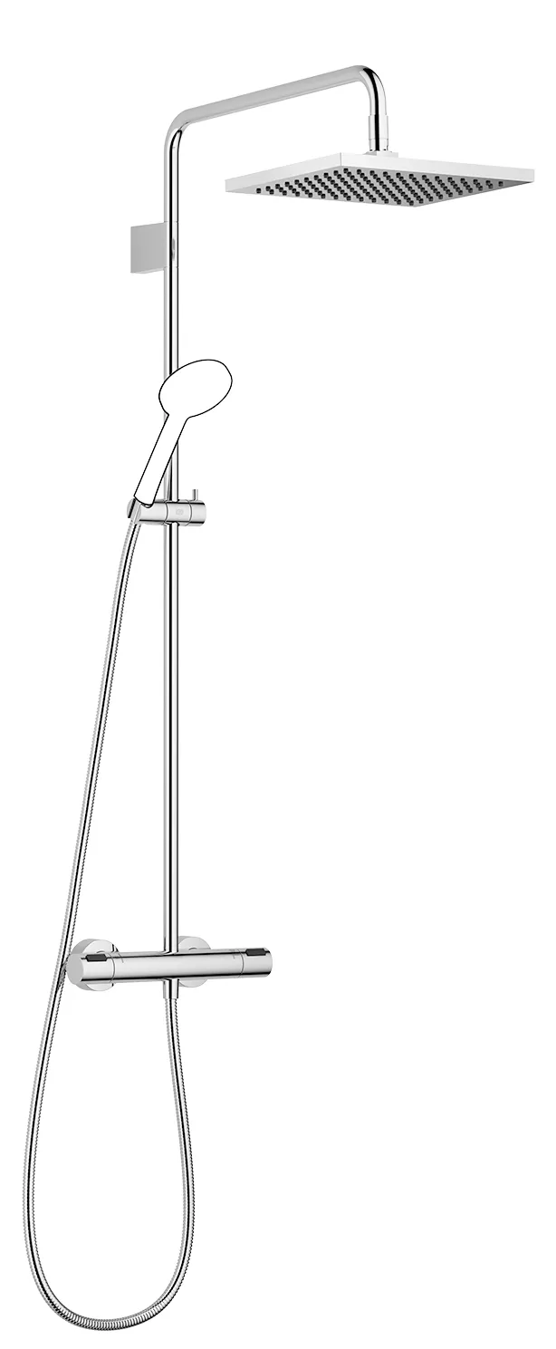 Shower pipe with shower thermostat without hand shower 300 x 240 mm - Brushed Gold (PVD) - 34 464 980-37