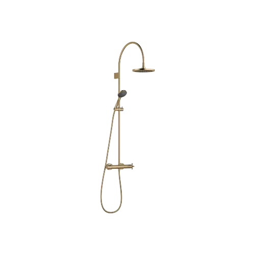 TARA Showerpipe-Anwendung mit Brause-Thermostat FlowReduce 220 mm - Dark Brass gebürstet (PVD) - Set aus 2 Artikeln
