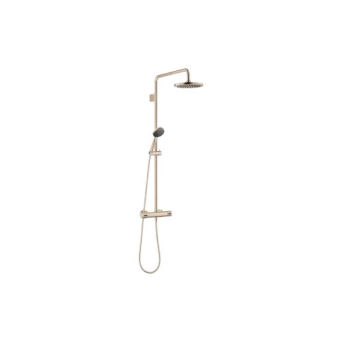 Exposed shower set with shower thermostat - Brushed Light Gold (PVD) - Set containing 2 articles