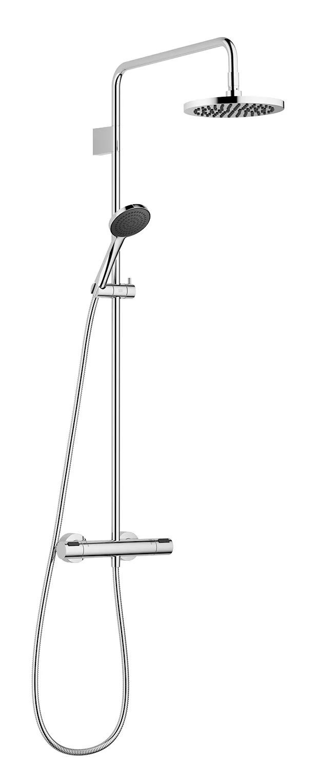 Shower pipe with shower thermostat with hand shower set FlowReduce 220 mm - Brushed Gold (PVD) - Set containing 1 articles