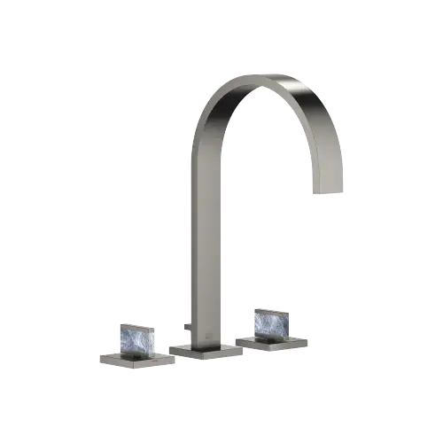MEM Three-hole basin mixer with pop-up waste Nature Squared Pearl Shell Callisto Black - Brushed Dark Platinum - Set containing 3 articles