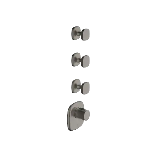 COYA xTOOL Thermostatmodul mit 3 Ventilen - Dark Platinum gebürstet - Set aus 4 Artikeln