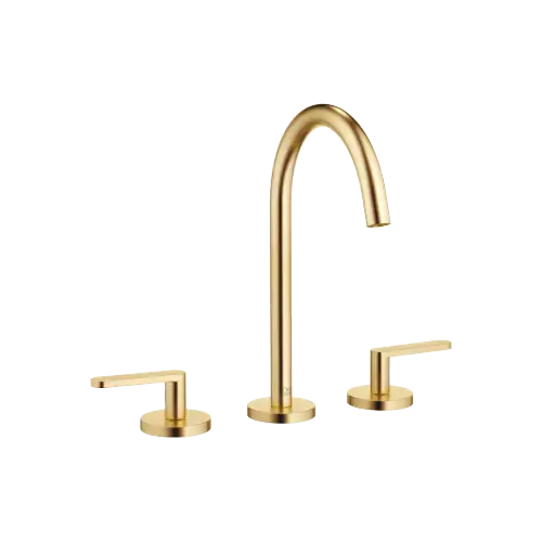 META Three-hole lavatory mixer with drain - Brushed Gold (PVD) - 20 713 661-37 0010