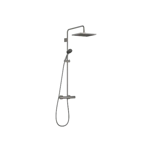 Showerpipe Application with shower thermostat 300 x 240 mm - Brushed Dark Platinum - Set containing 2 articles