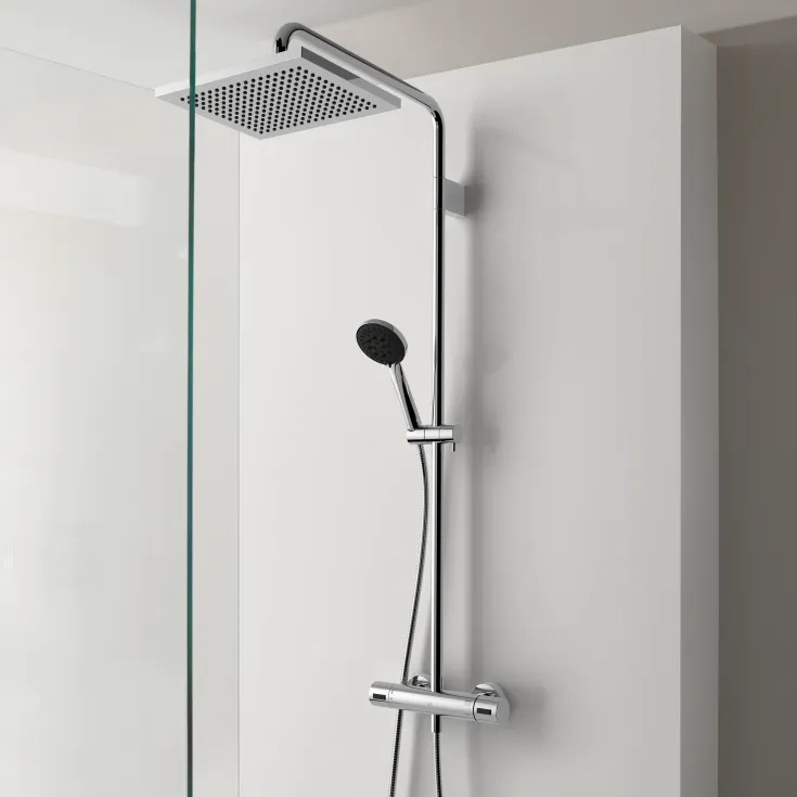 SERIES SPECIFIC Showerpipe with shower thermostat - Chrome - Set containing 2 articles