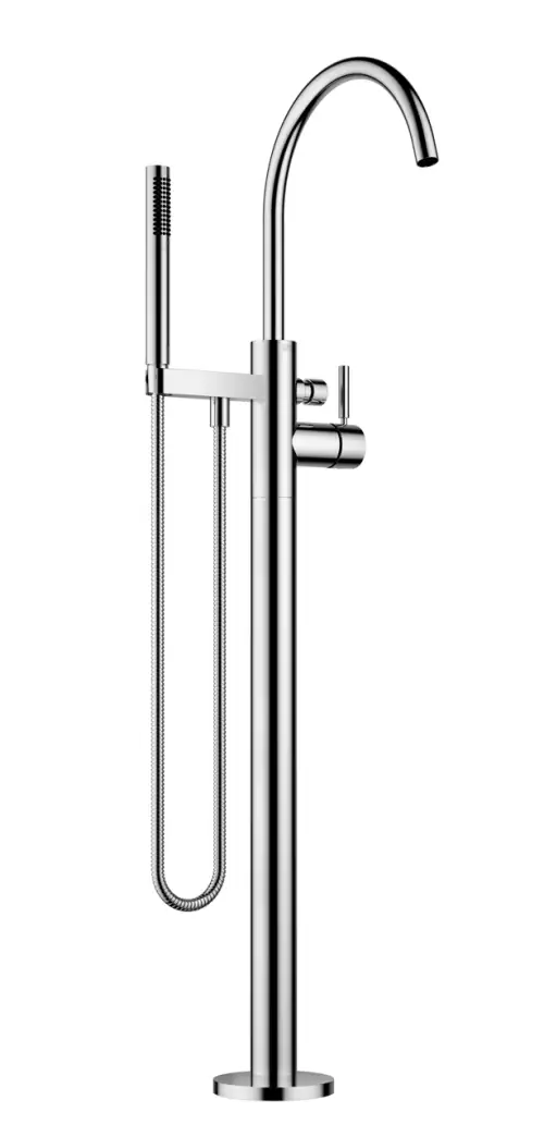 Single-lever bath mixer with stand pipe for free-standing assembly with hand shower set - Brushed Dark Bronze (PVD) - 25 863 661-43 0050
