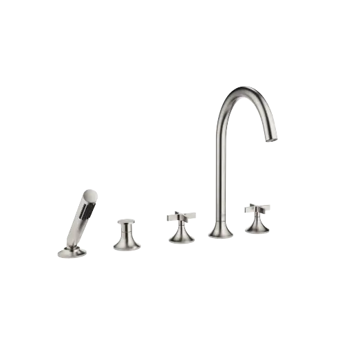VAIA Five-hole bath mixer for deck mounting with diverter - Brushed Platinum - 27 522 809-06 0050