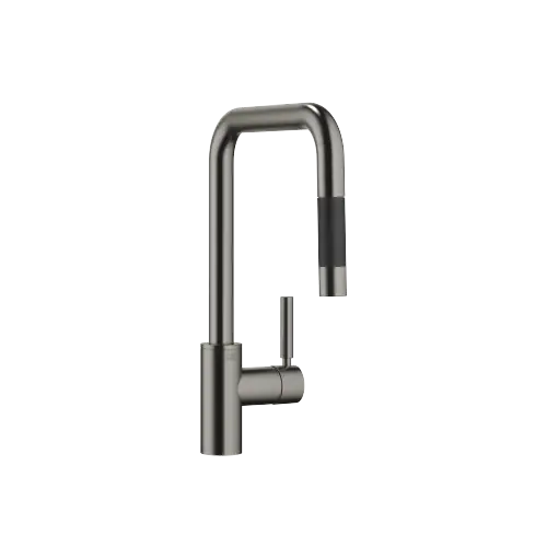 META SQUARE Single-lever mixer Pull-down with spray function - Brushed Dark Platinum - 33 870 861-99