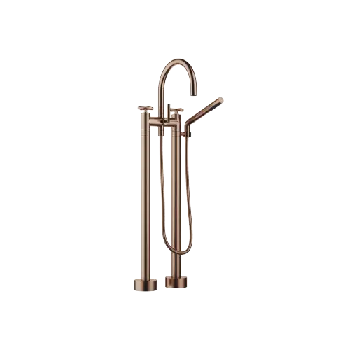 TARA Two-hole bath mixer for free-standing assembly with hand shower set - Brushed Bronze (PVD) - 25 943 892-42