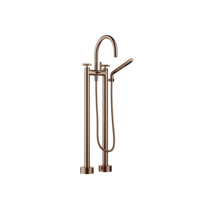 TARA Two-hole bath mixer for free-standing assembly with hand shower set - Brushed Bronze - 25 943 892-42