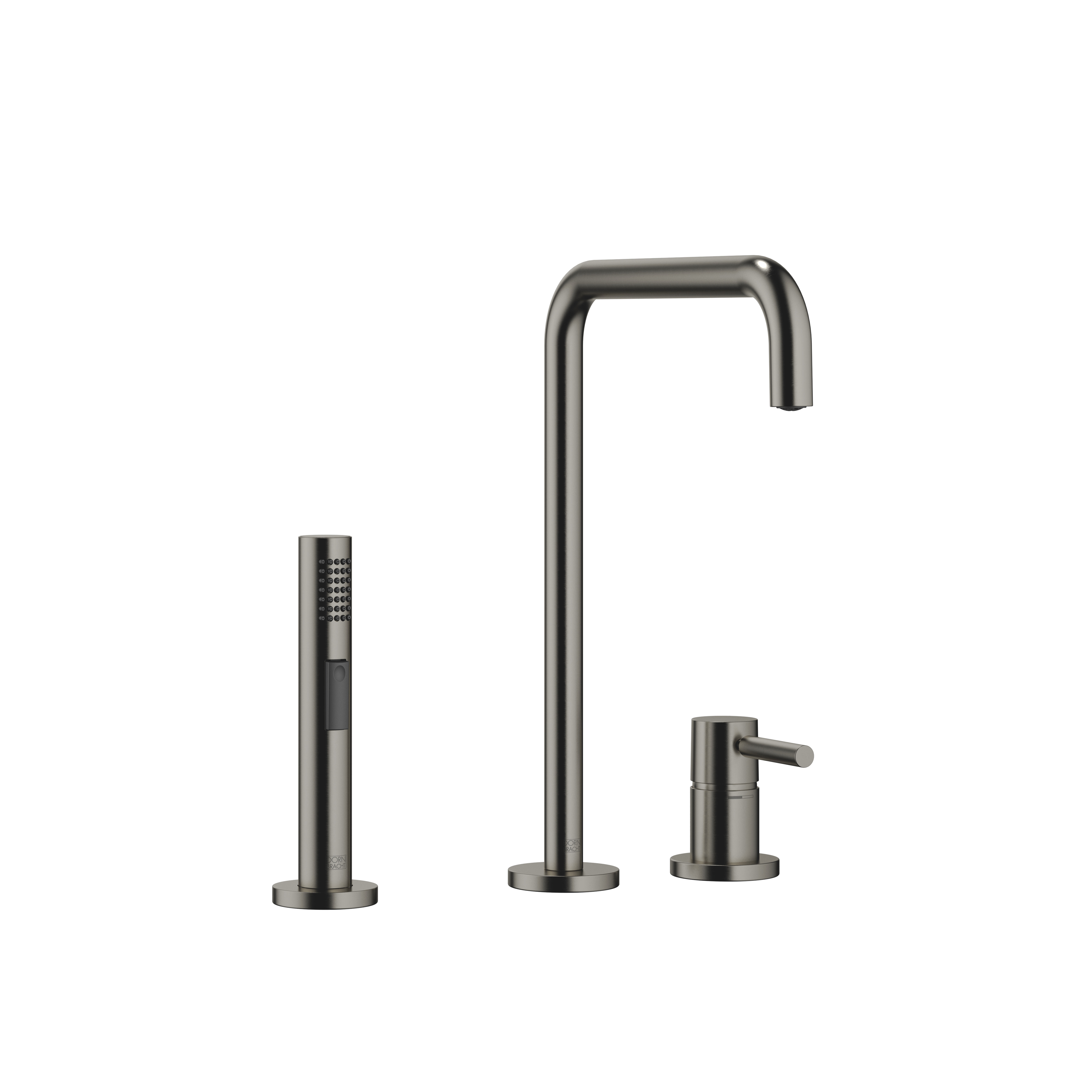 META SQUARE Brushed Dark Platinum : Two-hole mixer with individual ...