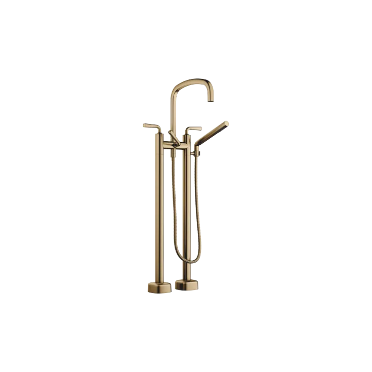 COYA Two-hole bath mixer for free-standing assembly with hand shower set - Brushed Dark Brass (PVD) - 25 943 414-39