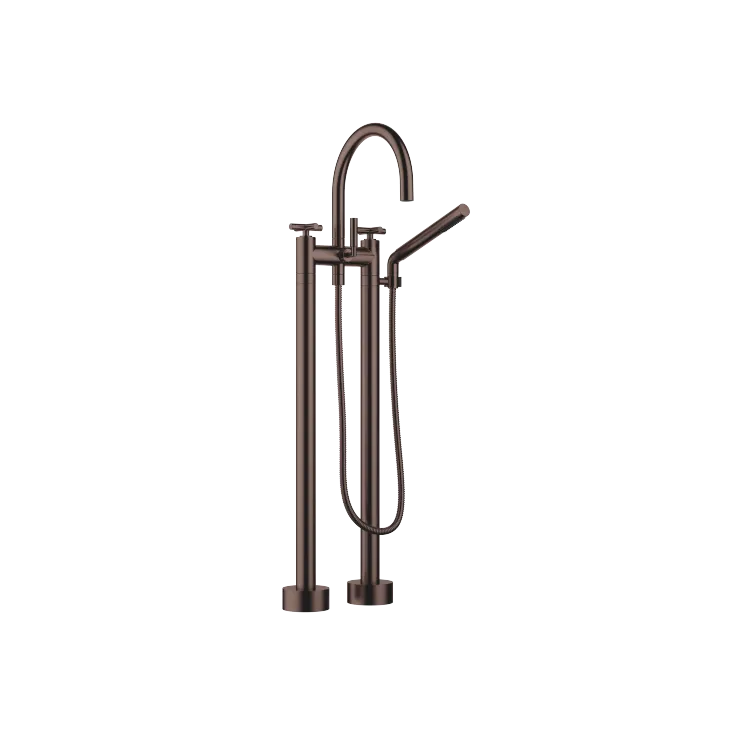 TARA Two-hole bath mixer for free-standing assembly with hand shower set - Brushed Dark Bronze (PVD) - 25 943 892-43