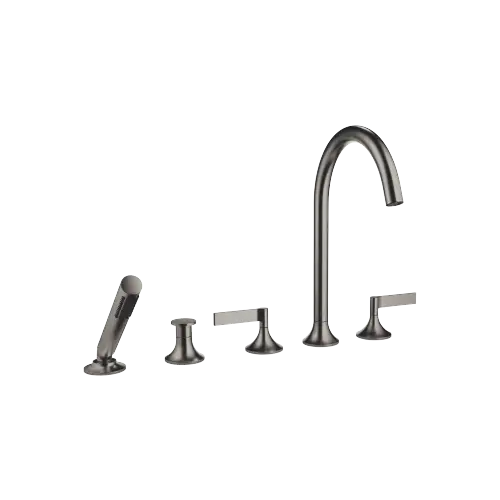 VAIA Five-hole bath mixer for deck mounting with diverter - Brushed Dark Platinum - 27 522 819-99