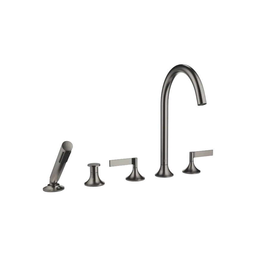 Vaia Brushed Dark Platinum Tub Faucets Five Hole Tub Set For Deck Mounted Tub Installation With