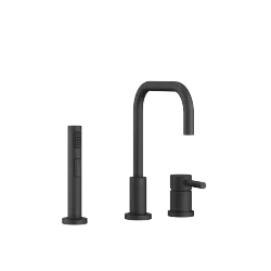 META 02 Two-hole mixer with individual rosettes with rinsing spray set - Matte Black - Set containing 1 articles