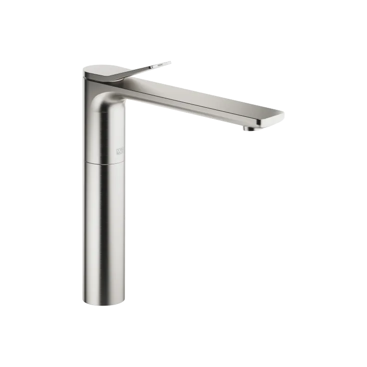 LISSÉ Single-lever basin mixer with raised base without pop-up waste - Brushed Platinum - 33 537 845-06