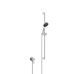 Mitigeur monocommande encastré avec raccord de douche intégré avec garniture de douche - Chrome - Set contenant 2 articles