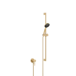 Concealed single-lever mixer with integrated shower connection with shower set - Brushed Durabrass (23kt Gold) - Set containing 2 articles