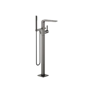 CL.1 Single-lever bath mixer with stand pipe for free-standing assembly with hand shower set - Brushed Dark Platinum - 25 863 705-99
