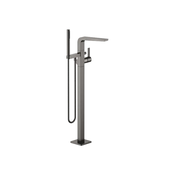 CL.1 Single-lever bath mixer with stand pipe for free-standing assembly with hand shower set - Brushed Dark Platinum - 25 863 705-99