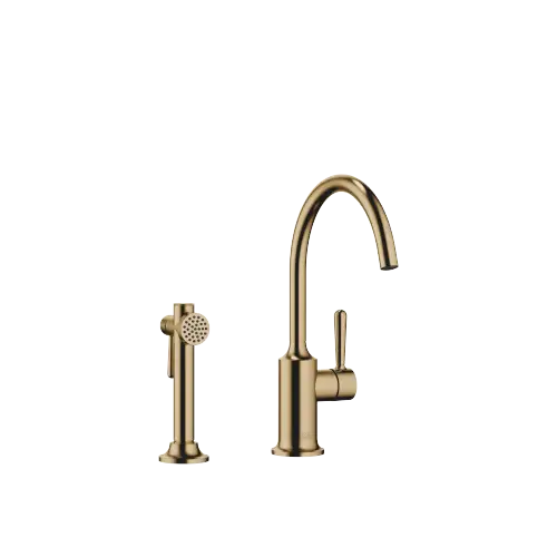 VAIA Single-lever mixer with rinsing spray set - Brushed Dark Brass (PVD) - Set containing 2 articles